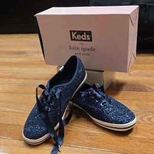 BNWT Kate Spade X Keds Blue Sparkly Sneakers Classic Style